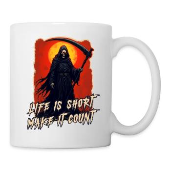 Faucheuse gothique - Mort | Life is Short, Skull - Mug blanc - blanc - Droite