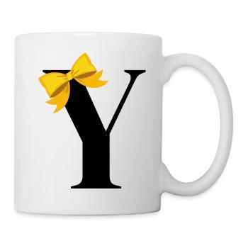 Buchstabe y gelbe Schleife - Tasse - Weiß - Rechts