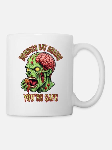 Zombies eat brains you're safe - Mug - white