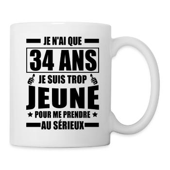 j'ai 34 ans / cadeau 34 ans / t-shirt 34 ans - Mug blanc - blanc - Droite