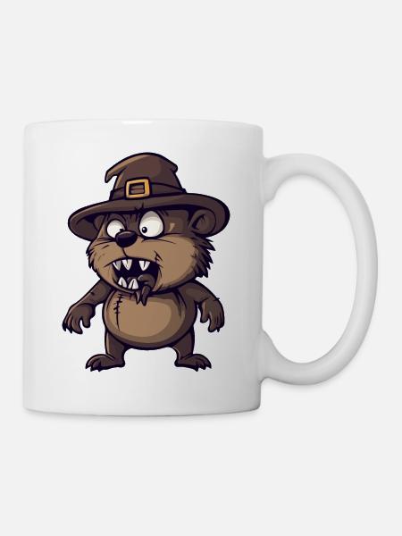 Biber Halloween Lustig Zombie - Tasse - Weiß