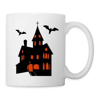 Spooky Castle with Bats Halloween - Mug - white - Right