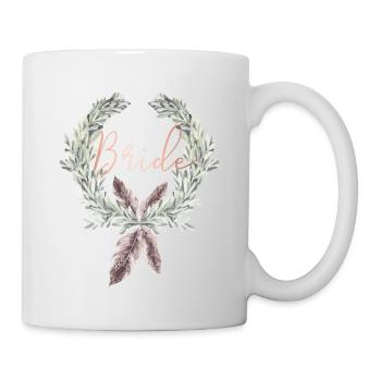 Boho Bride Lorbeerkranz JGA Hochzeit - Tasse - Weiß - Rechts