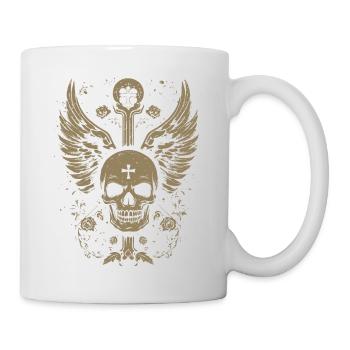 Crâne gothique Grunge Croix - Mug blanc - blanc - Droite