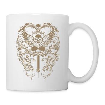 Crâne gothique Grunge Croix - Mug blanc - blanc - Droite