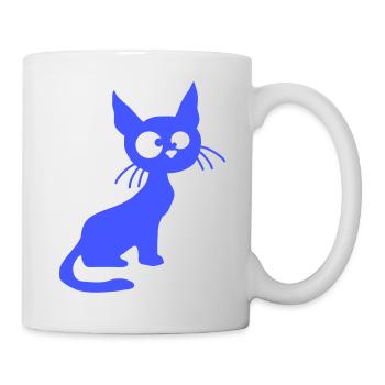 Crazy Cat Squints Funny Eyes Grimace Fun - Mug - white - Right