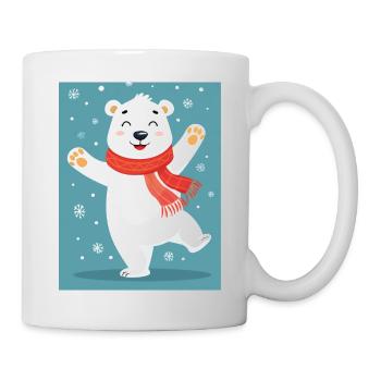 Polar bear dances in the snow full of joie de vivre - Mug - white - Right