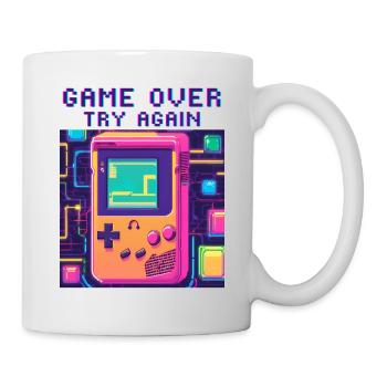 Game Over, Try Again Knalliges Design - Tasse - Weiß - Rechts