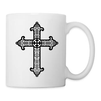 Kreuz - alt - Tasse - Weiß - Rechts