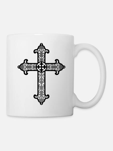 Kreuz - alt - Tasse - Weiß