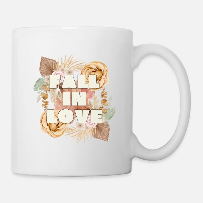 FALL IN LOVE - Design vintage romantique - Mug blanc - blanc