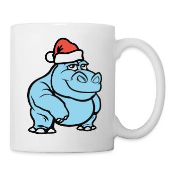 nilpferd comic weihnachten - Tasse - Weiß - Rechts