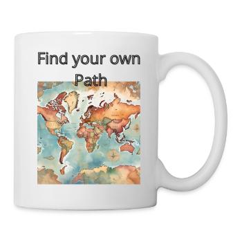 "Find your own path" mit Weltkarte - Tasse - Weiß - Rechts