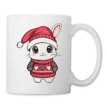 Hase Weihnachten Comic - Tasse - Weiß - Rechts