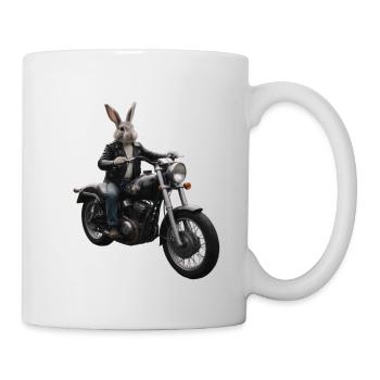 Biker Hase - Tasse - Weiß - Rechts