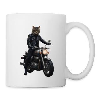 Chat motard - Mug blanc - blanc - Droite