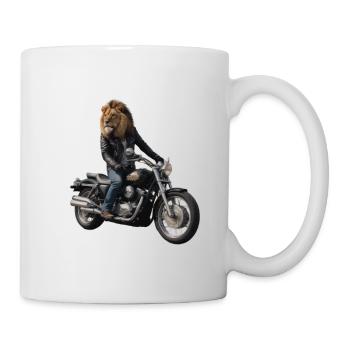 Lion motard - Mug blanc - blanc - Droite