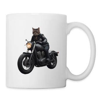 Chat motard - Mug blanc - blanc - Droite