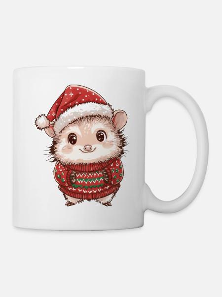 Igel Weihnachten Comic - Tasse - Weiß