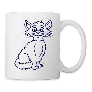 chat mignon a l’air heureux souriant chaton amusant - Mug blanc - blanc - Droite