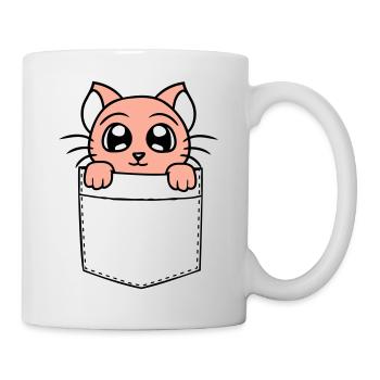 Little Cat Cute In Bag Chest Pocket Shirt Bag - Mug - white - Right