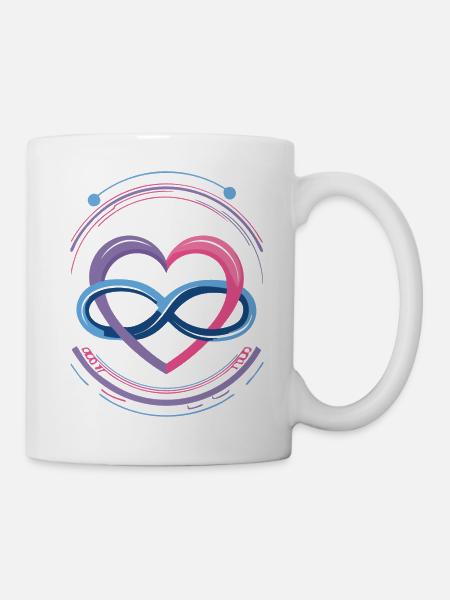 Symbole du polyamour en deux couleurs - Mug blanc - blanc