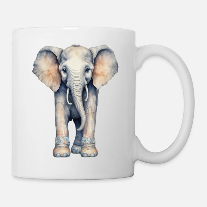 Éléphant avec des bottes colorées - Mug blanc - blanc