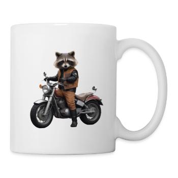 Waschbär-Biker - Tasse - Weiß - Rechts