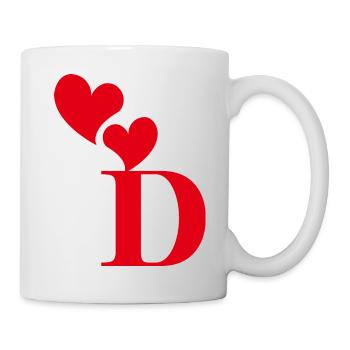 Roter Herz-Buchstabe - Tasse - Weiß - Rechts