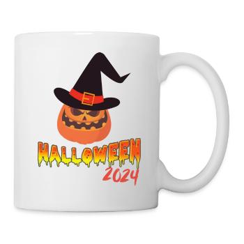 Halloween 2024-Kürbis mit Hexenhut - Tasse - Weiß - Rechts
