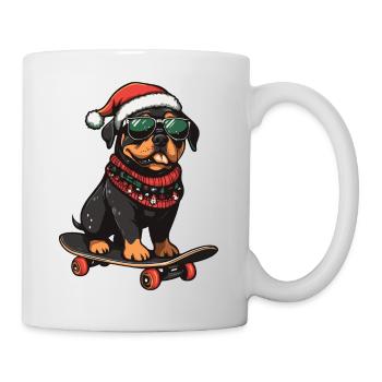 Rottweiler Hund Weihnachten Skateboard - Tasse - Weiß - Rechts