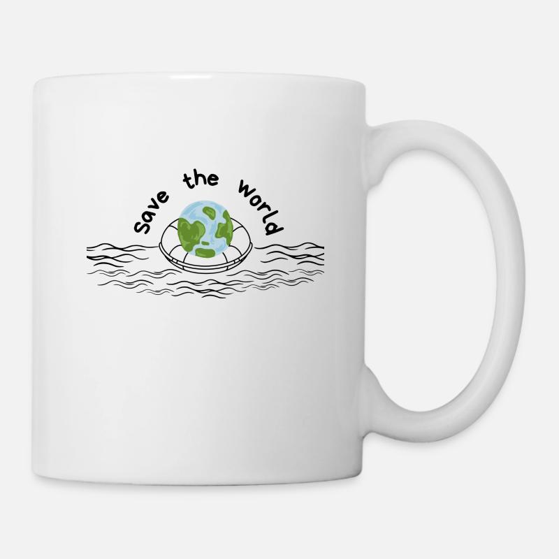 Rette die Welt - Tasse - Weiß