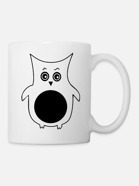 Eule schwarz - Tasse - Weiß