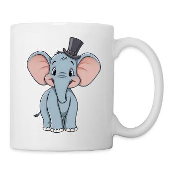 Adorable blue comic elephant With hat - Mug - white - Right
