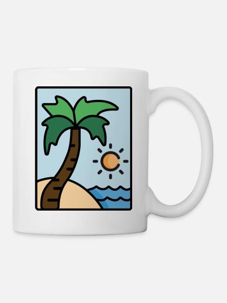Strand und Sonnenuntergang - Tasse - Weiß