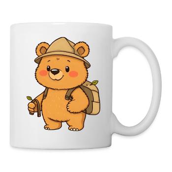 Adventurous Teddy Bear Explorer with Backpack - Mug - white - Right