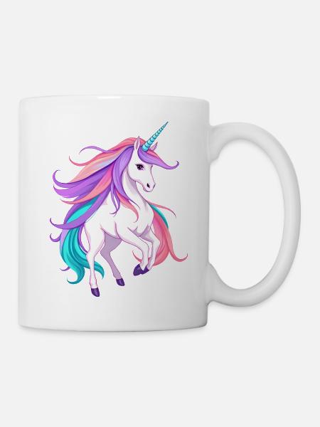 Strahlendes lila Einhorn Fantasy Illustration - Tasse - Weiß