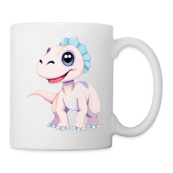 Verspielter lila Dinosaurier, der nach dem Himmel greift - Tasse - Weiß - Rechts