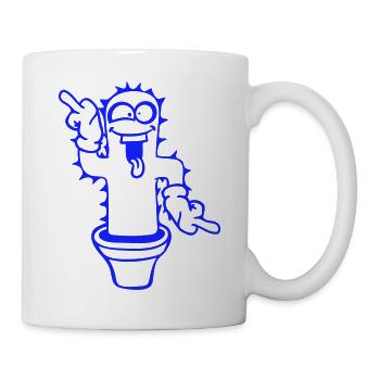 Kaktus Kakteen Gesicht Stachelig Lustig Grimasse - Tasse - Weiß - Rechts