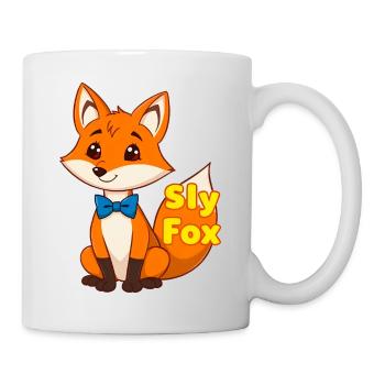 Charmanter Cartoon Fuchs mit blauer Fliege - Tasse - Weiß - Rechts