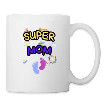 Super Mom - Liebevolle Mutter mit Baby Icons - Tasse - Weiß - Rechts