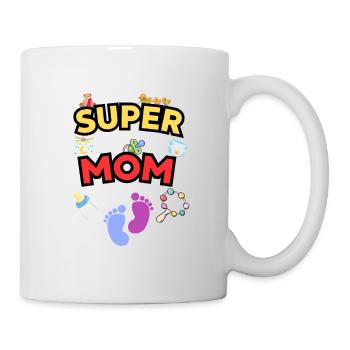 Super Mom - Liebevolle Mama mit süßen Baby-Icons - Tasse - Weiß - Rechts
