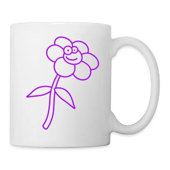 Purple Flower Spring Summer Cute Funny Face - Mug - white - Right