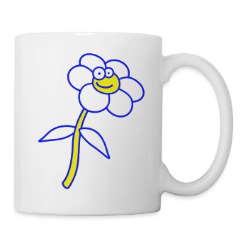 Fleur douce Printemps Eté Nature Visage drôle - Mug blanc - blanc - Droite