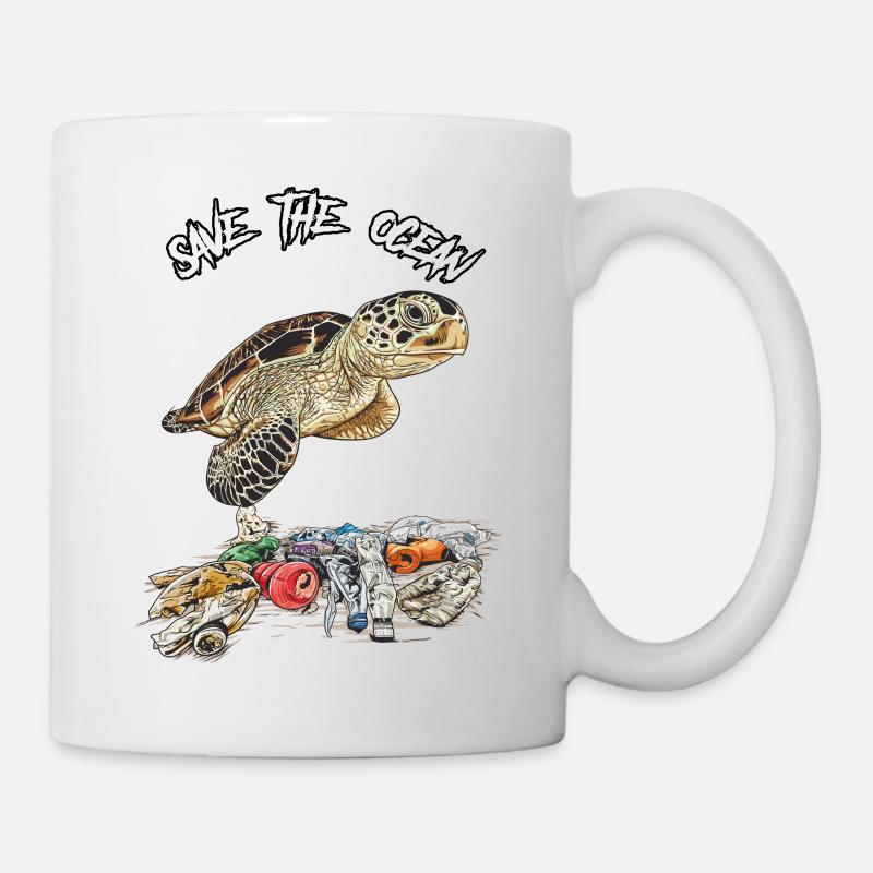 Save the ocean // Umweltverschmutzung - Tasse - Weiß
