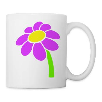 Kleine Margerite Blume Dekorativ Gelb Lila Design - Tasse - Weiß - Rechts