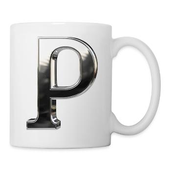Chrome ,, P " Metallic - Tasse - Weiß - Rechts