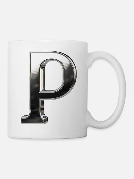 Chrome ,, P " Metallic - Mug - white