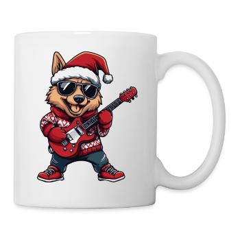 Schäferhund Hund Weihnachten Rocker Gitarre - Tasse - Weiß - Rechts