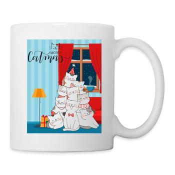 Merry Catmis - Sapin de Noël fait de chats - Mug blanc - blanc - Droite